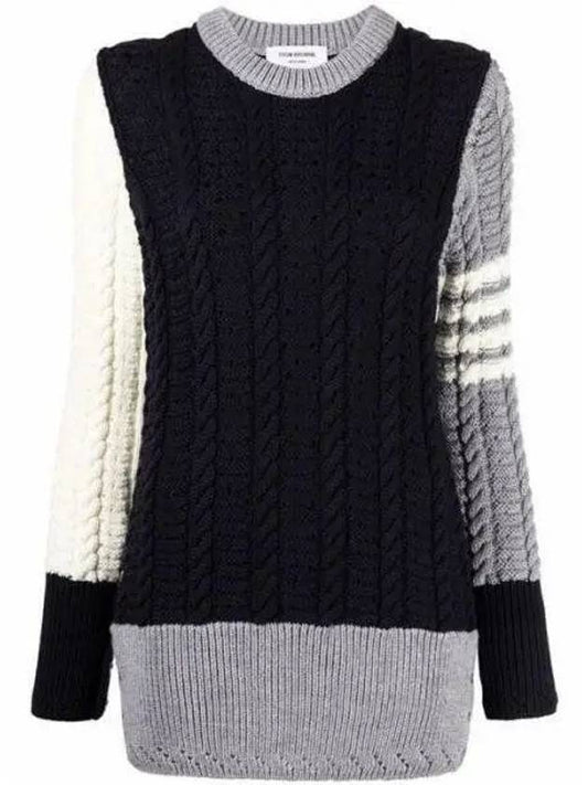 FKA341F Diagonal Armband Funmix Pointel Cable Knit FKA34 1009193 - THOM BROWNE - BALAAN 1