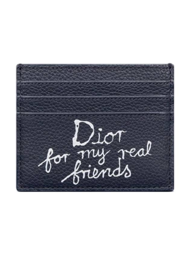 Hylton Nel Grain Calfskin Card Wallet Navy - DIOR - BALAAN 1