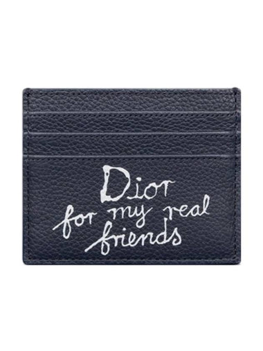 Hylton Nel Grain Calfskin Card Wallet Navy - DIOR - BALAAN 1