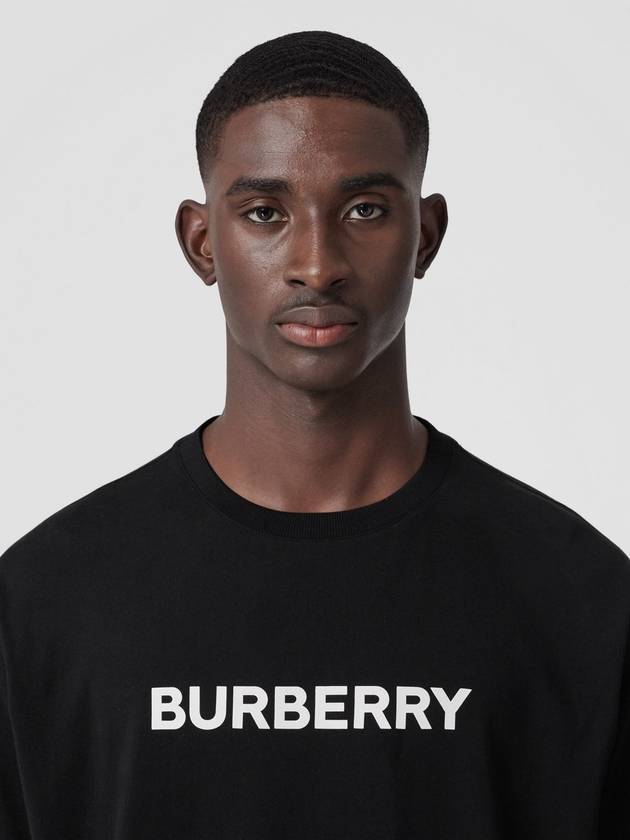 Logo Print Cotton Oversized Short Sleeve T-Shirt Black - BURBERRY - BALAAN 4