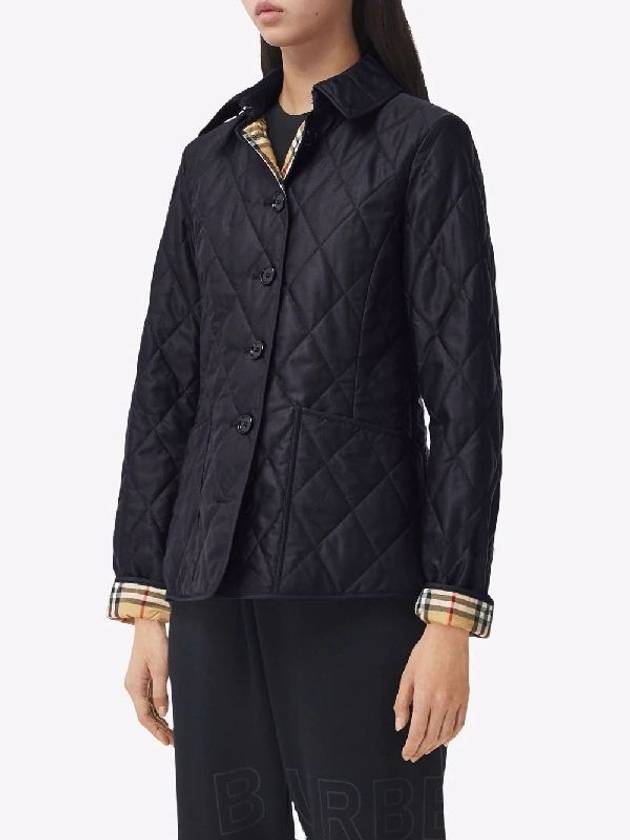 Women's Diamond Quilted Thermoregulated Check Jacket Midnight - BURBERRY - BALAAN 5