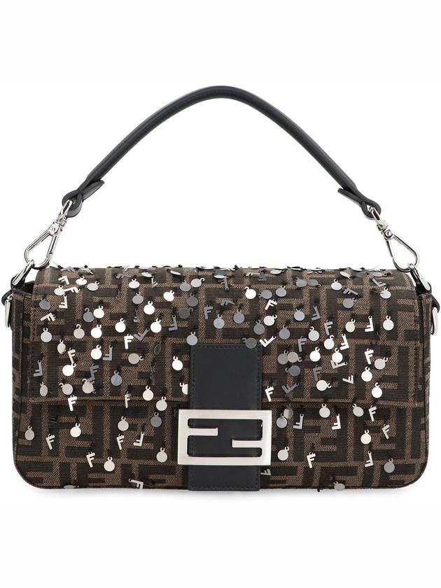 TOBACCO CANVAS AND RHINESTONES BAGUETTE SHOULDER BAG 7VA572APD4F1MLD - FENDI - BALAAN 3