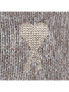 Embroidered Heart Logo Cashmere Cardigan Champagne - AMI - BALAAN 8