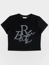 Big Logo Tshirt BLACK Women's Short Sleeve Crop TShirt - RUBATI - BALAAN 2