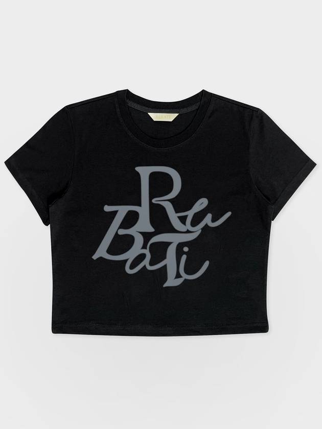 Big Logo Tshirt BLACK Women's Short Sleeve Crop TShirt - RUBATI - BALAAN 2