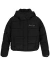 Black monologo puffer hood padded jacket J20J221377 BEH - CALVIN KLEIN - BALAAN 1