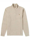 Embroidered Pony Logo Half Zip-Up Knit Top Beige - POLO RALPH LAUREN - BALAAN 2