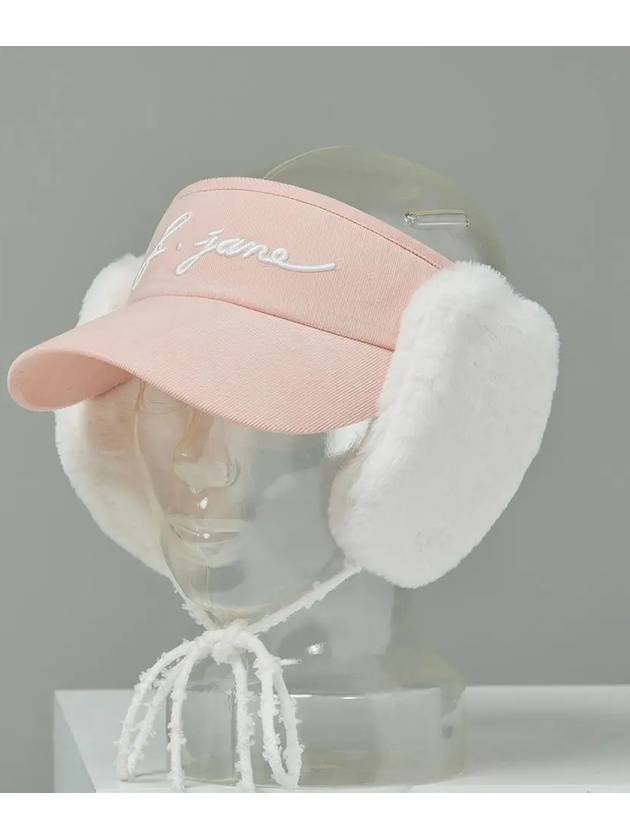 Golf Wear Two-Way Fur Earrings Sun Cap Peach - J JANE - BALAAN 4