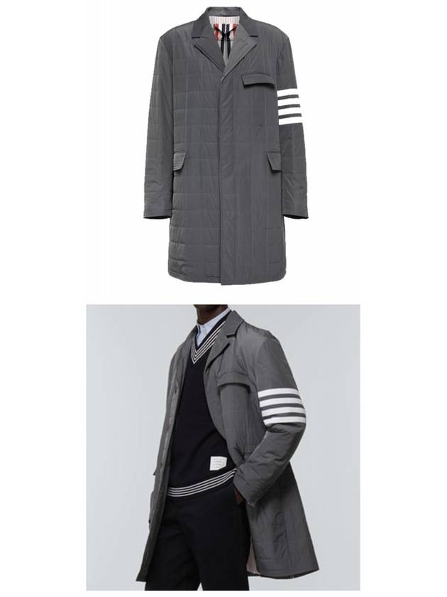 Men's 4 Bar Poly Twill Chesterfield Single Coat Grey - THOM BROWNE - BALAAN 5