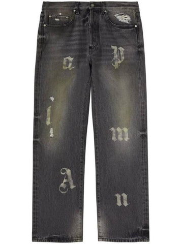 Palm Angels Logo Patch Loose Fit Jeans PMYA041F24DEN0011010 - PALM ANGELS - BALAAN 1