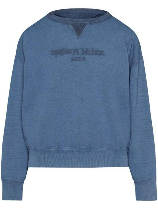 Reverse Logo Crew Neck Cotton Sweatshirt Blue - MAISON MARGIELA - BALAAN 2