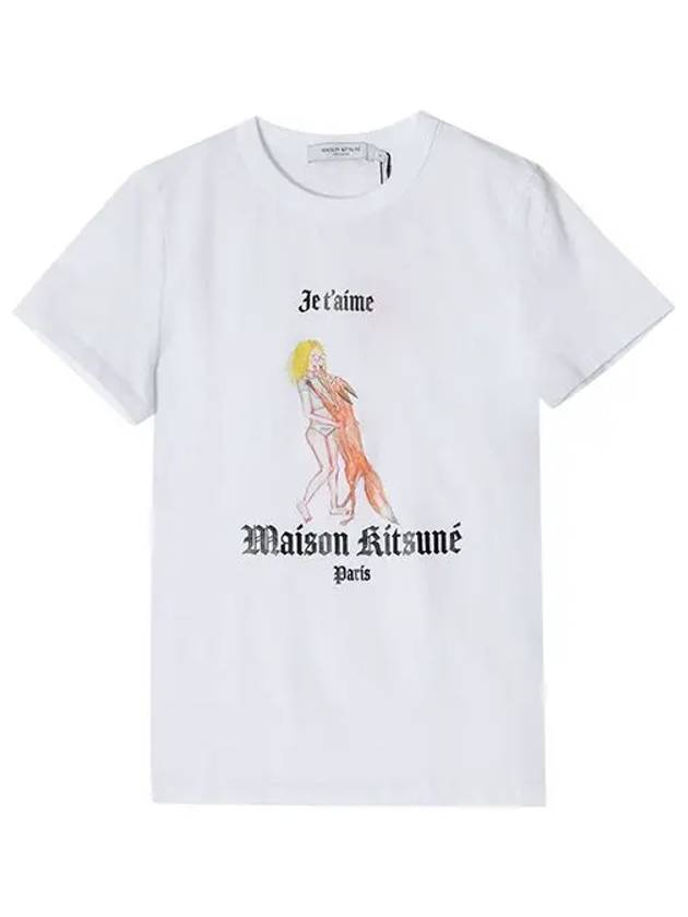 Women's Oly Je T Aime Classic Cotton Short Sleeve T-Shirt White - MAISON KITSUNE - BALAAN 2