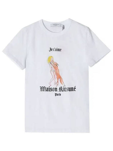 Women's Oly Je T Aime Classic Cotton Short Sleeve T-Shirt White - MAISON KITSUNE - BALAAN 1