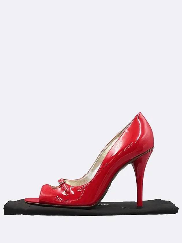 7592 Red color enamel open toe pumps women s shoes 240MM - DOLCE&GABBANA - BALAAN 1