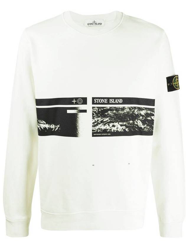 Logo Patch Crew Neck Cotton Sweatshirt Ivory - STONE ISLAND - BALAAN 1