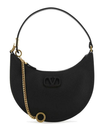 V Logo Hobo Shoulder Bag Black - VALENTINO - BALAAN 1