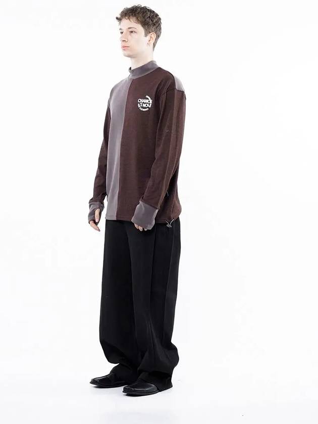 Men s M243MT03BR Circular Reverse Sleeve Half Neck Sweatshirt Brown - CHANCE'S NOI - BALAAN 5