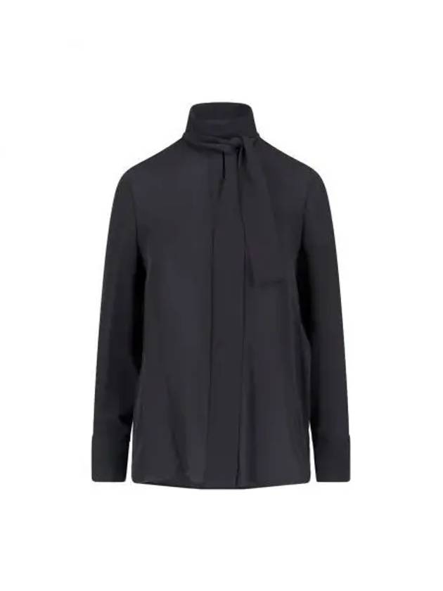 Scarf Neck Long Sleeve Silk Shirt Black - VALENTINO - BALAAN 2