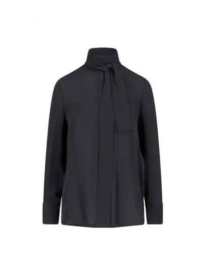 Scarf Neck Long Sleeve Silk Shirt Black - VALENTINO - BALAAN 2