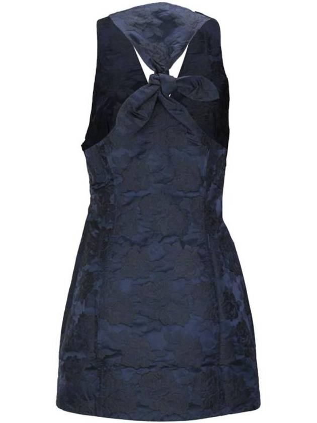 Botanical Jacquard Tie Strap Short Dress Blue - GANNI - BALAAN 4