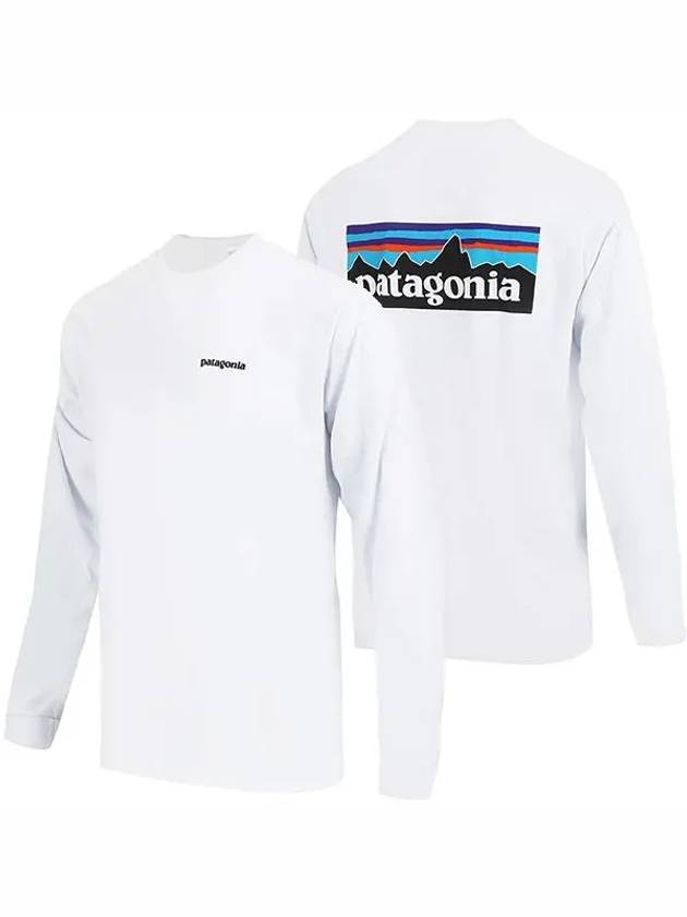 P6 Logo Responsibili Long Sleeve T-Shirt White - PATAGONIA - BALAAN 3