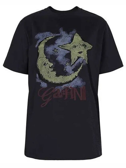 Moonlight Print Short Sleeve T-Shirt Grey - GANNI - BALAAN 2