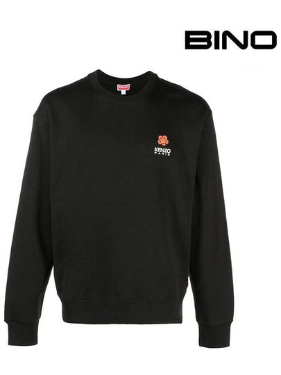 Boke Flower Embroidered Logo Cotton Sweatshirt Black - KENZO - BALAAN 2