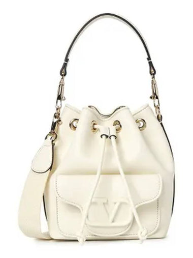 Drawstring Bucket Bag Ivory - VALENTINO - BALAAN 1