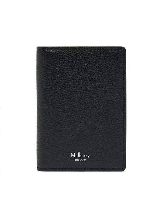 Logo Grained Leather Card Wallet Black - MULBERRY - BALAAN.