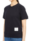 Women's Loopback Cotton Short Sleeve T-Shirt Navy - THOM BROWNE - BALAAN 3