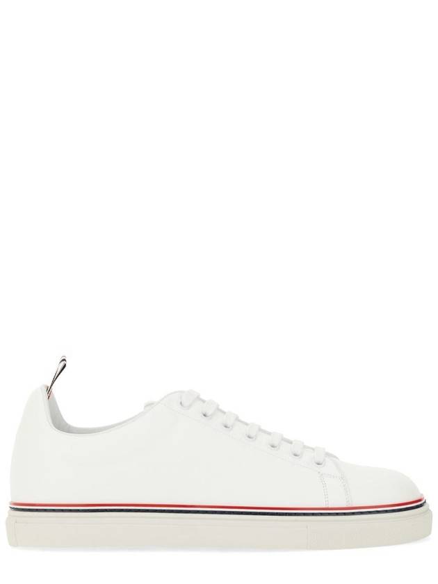 Tennis Vitello Calf Leather Low Top Sneakers White - THOM BROWNE - BALAAN 2