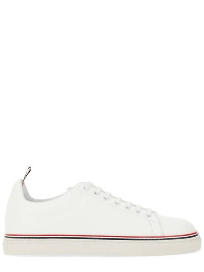 Tennis Vitello Calf Leather Low Top Sneakers White - THOM BROWNE - BALAAN 2