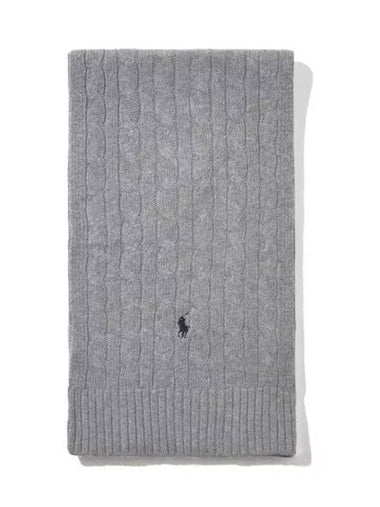 Cable knit wool blend scarf gray - POLO RALPH LAUREN - BALAAN 1