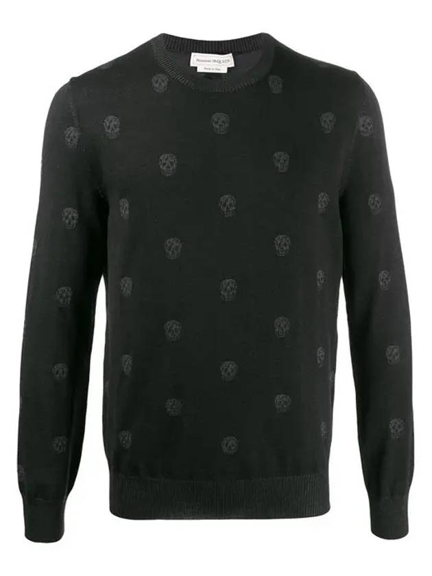 Men's Skull Jacquard Pattern Knit Top Black - ALEXANDER MCQUEEN - BALAAN 8