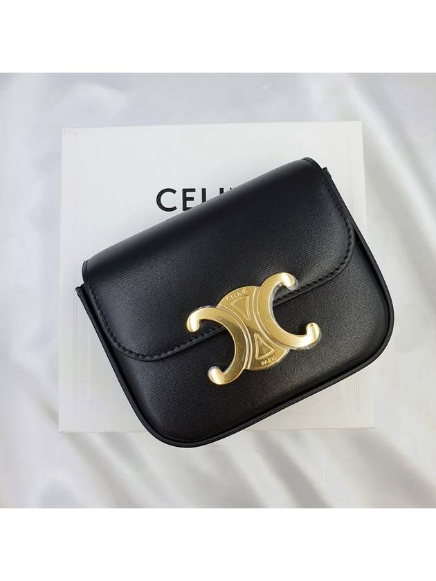 Triomphe Small Shiny Calfskin Cross Bag Black - CELINE - BALAAN 4