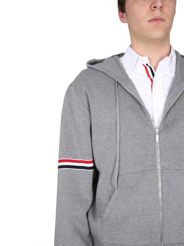 Cotton Milano Armband Zip Up Hoodie Light Grey - THOM BROWNE - BALAAN 5