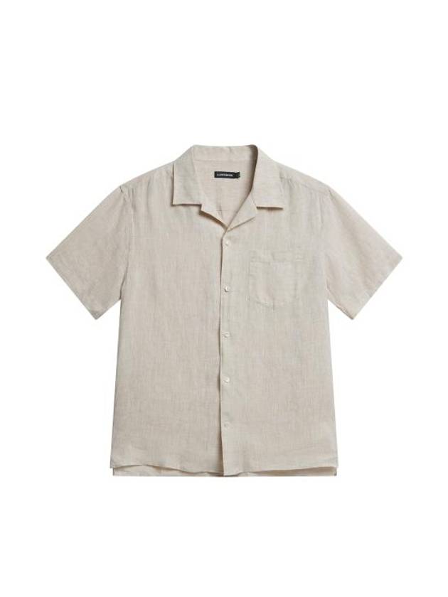 Elio Linen Melange Short Sleeve Shirt Safari Beige - J.LINDEBERG - BALAAN 2