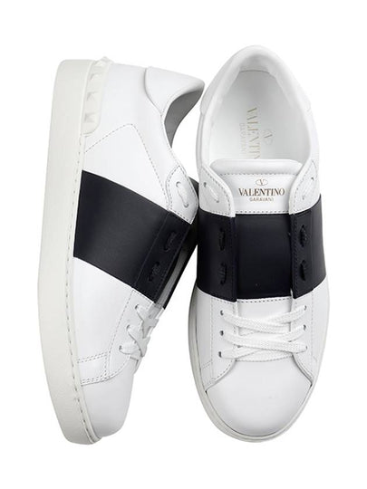 Men's Hidden Open Band Low Top Sneakers White Navy - VALENTINO - BALAAN 2