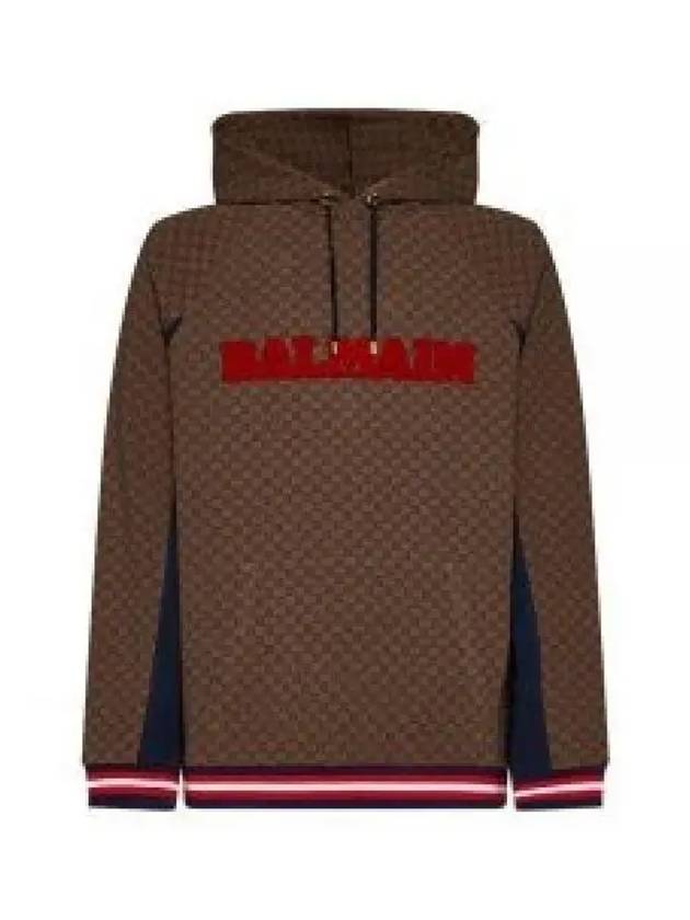 Logo Monogram Pattern Hoodie Brown - BALMAIN - BALAAN 2