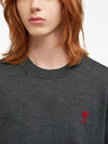 Heart Embroidered Logo Crew Neck Knit Top Heather Grey - AMI - BALAAN 7