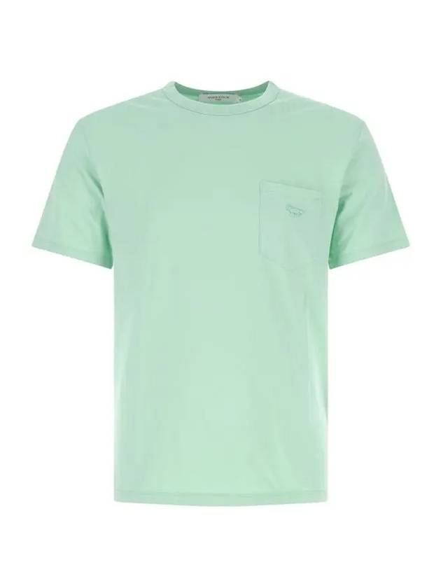 Tonal Fox Patch Short Sleeve Cotton T-Shirt Mist Green - MAISON KITSUNE - BALAAN 1