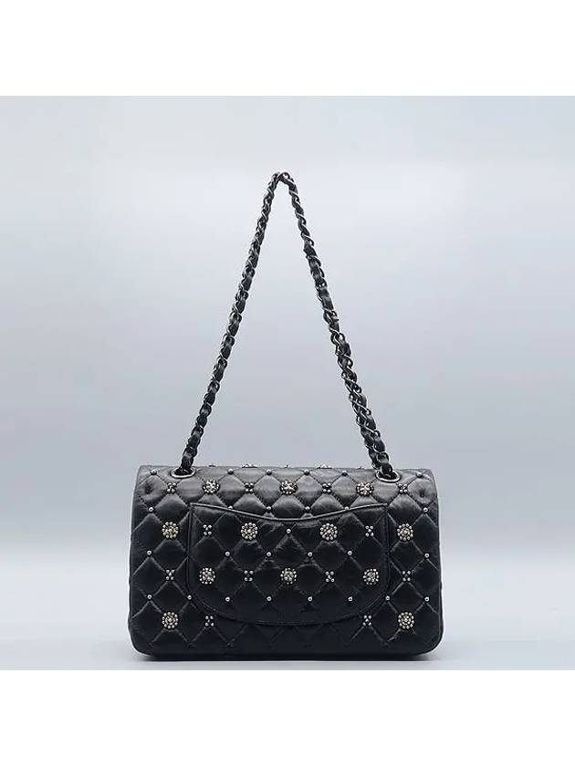 A01112 Black Calfskin Classic Medium Coco Crush Bead Decorated Flap Chain Shoulder Bag - CHANEL - BALAAN 4