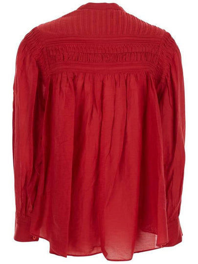 'Plalia' Red Shirt With Pleated Details In Black Cotton Woman - ISABEL MARANT ETOILE - BALAAN 2