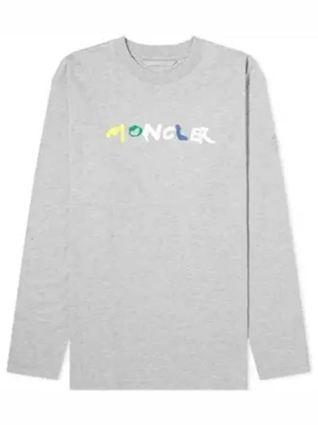 Logo Print Long Sleeve T-Shirt Grey - MONCLER - BALAAN 1