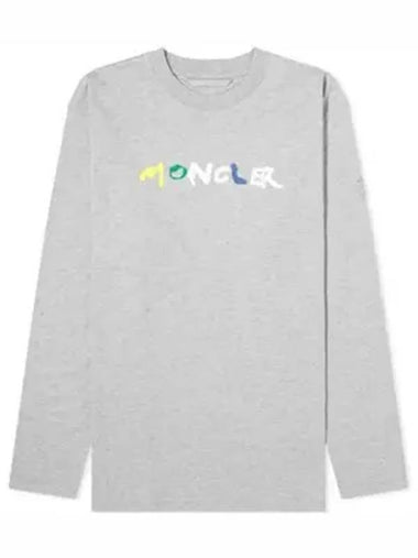 Logo Print Long Sleeve T-Shirt Grey - MONCLER - BALAAN 1