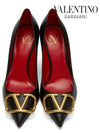 V Logo Signature Smooth Leather Pumps Heels Black - VALENTINO - BALAAN 3