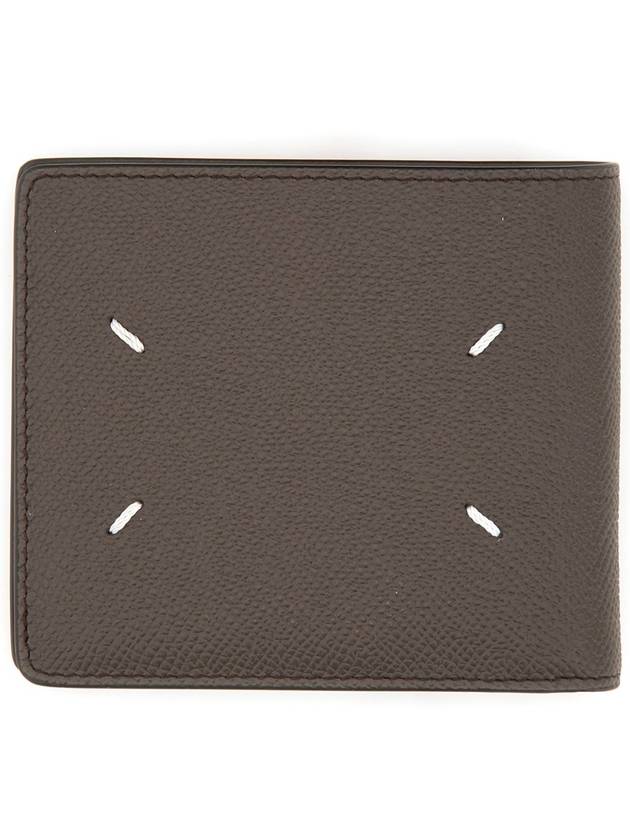 Stitched Bifold Leather Half Wallet Grey - MAISON MARGIELA - BALAAN 3