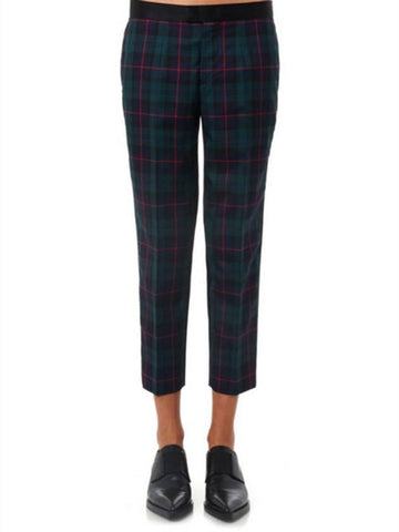 Green Tartan-Front Satin Cropped Trousers - UNDERCOVER - BALAAN 1