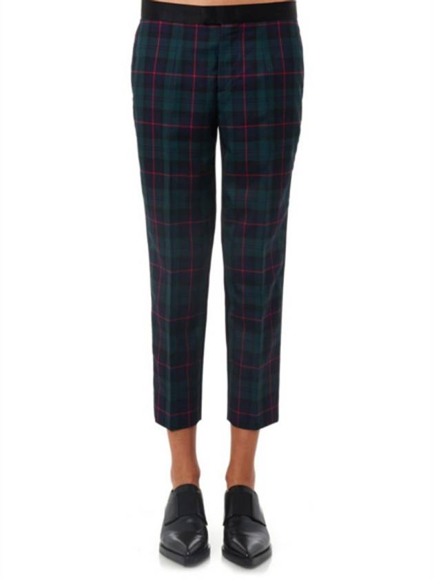 Green Tartan Front Satin Cropped Trousers - UNDERCOVER - BALAAN 3