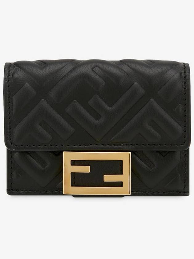 FF Baguette Flap Card Half Wallet Black - FENDI - BALAAN 2